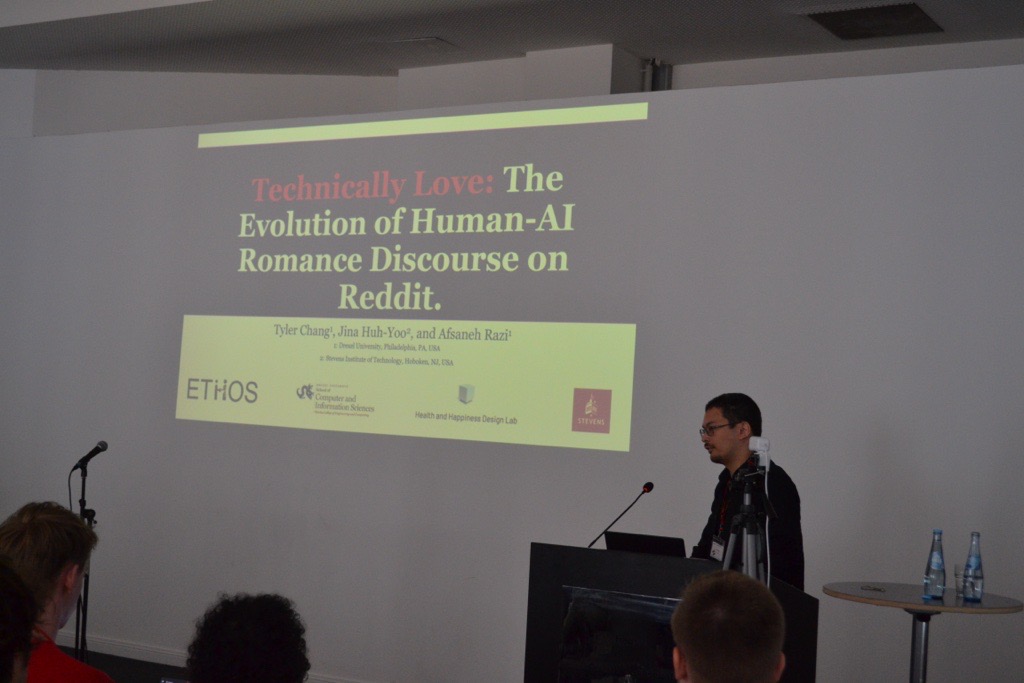 Tyler Chang presenting Technically Love at ACM CUI 2026